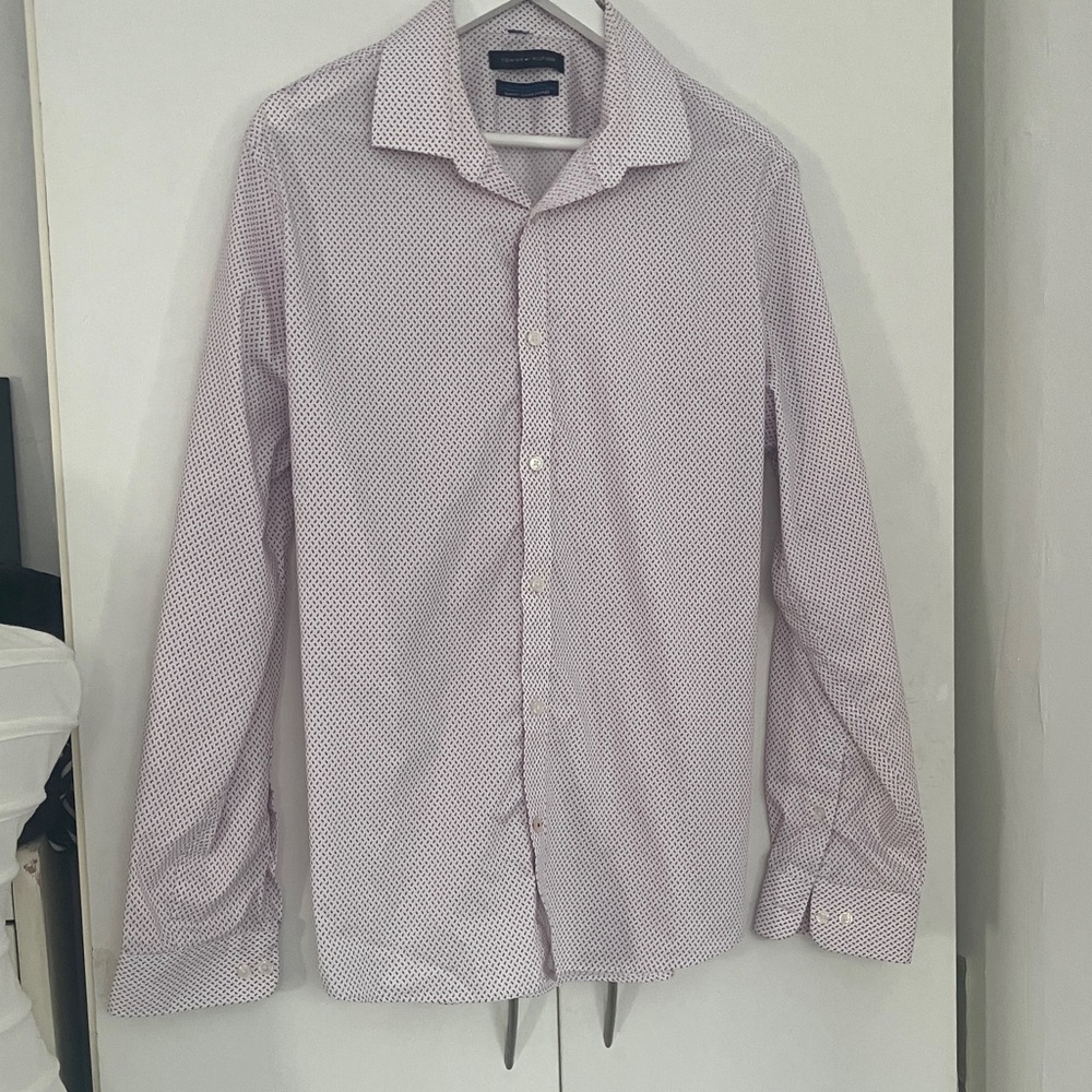 Tommy Hilfiger Men's Pink Geometric Button Down Shirt